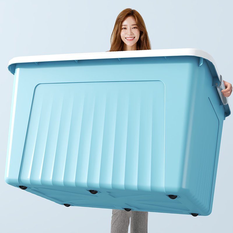 Multi-size Large Household Organizer Clothes Container Solid Color Plastic Storage Boxes With Wheels