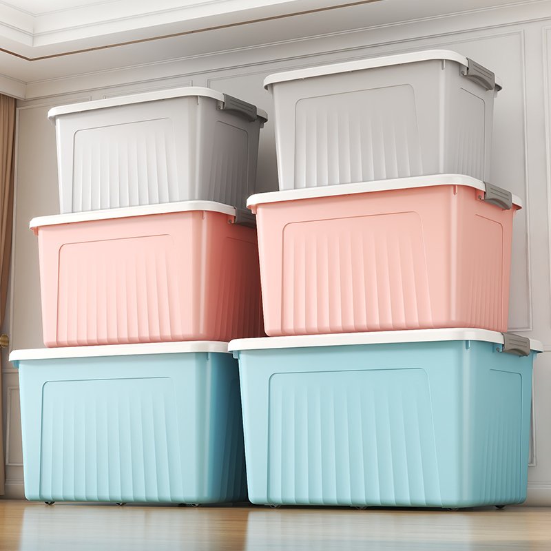 Multi-size Large Household Organizer Clothes Container Solid Color Plastic Storage Boxes With Wheels