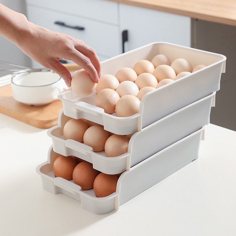 Wholesale Stacked 15 Grid Egg Box Refrigerator Kitchen Crisper Egg Drawer Storage Box
