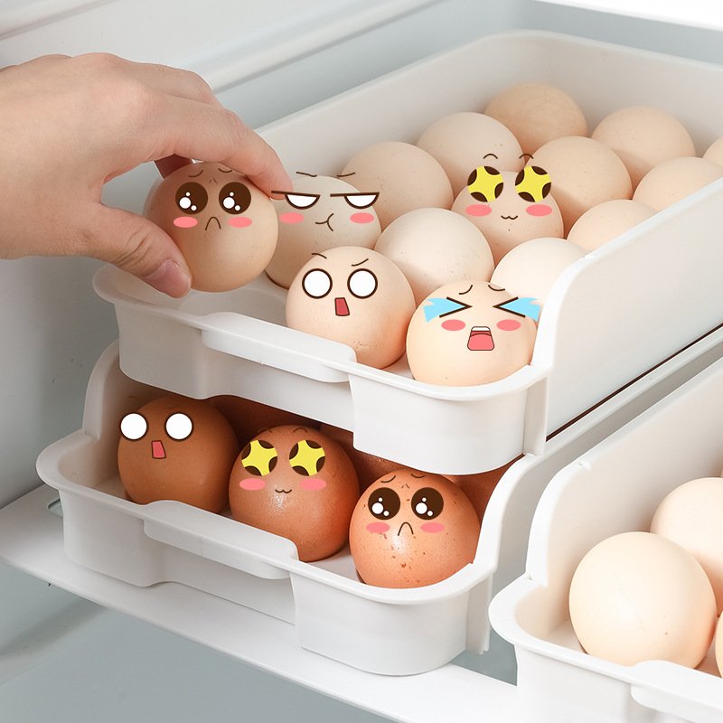 Wholesale Stacked 15 Grid Egg Box Refrigerator Kitchen Crisper Egg Drawer Storage Box
