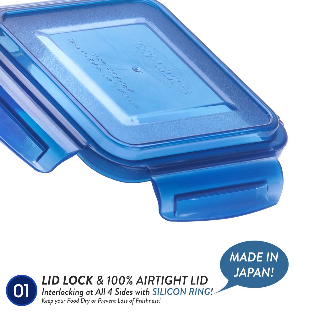 Elianware High Quality Leakproof Microwaveable Ezylock Square Plastic Airtight Silicone BPA FREE Food Container