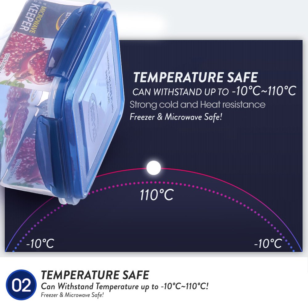 Elianware High Quality Leakproof Microwaveable Ezylock Square Plastic Airtight Silicone BPA FREE Food Container