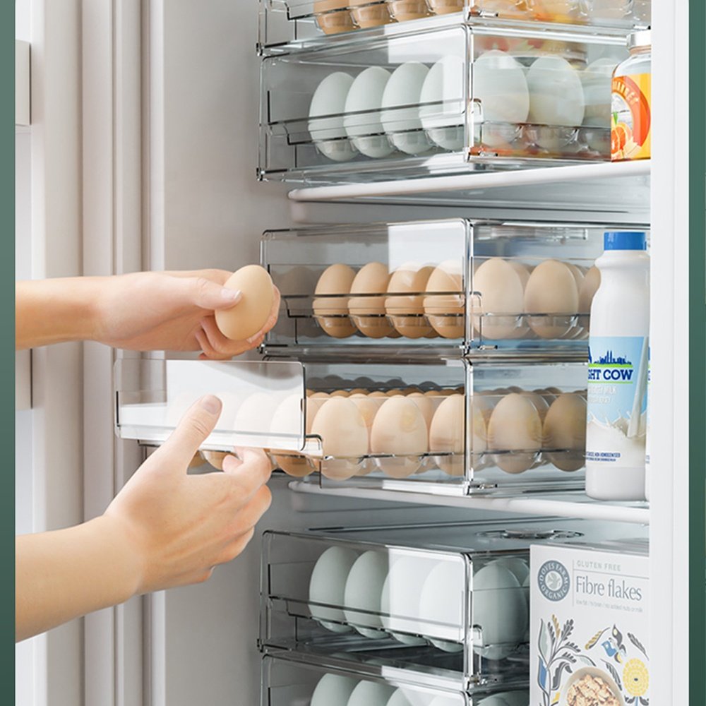Tractable Refrigerator Organizer Basket Stackable Fridge Storage Containers Egg Storage Box Refrigerator Organizer Wits Lids