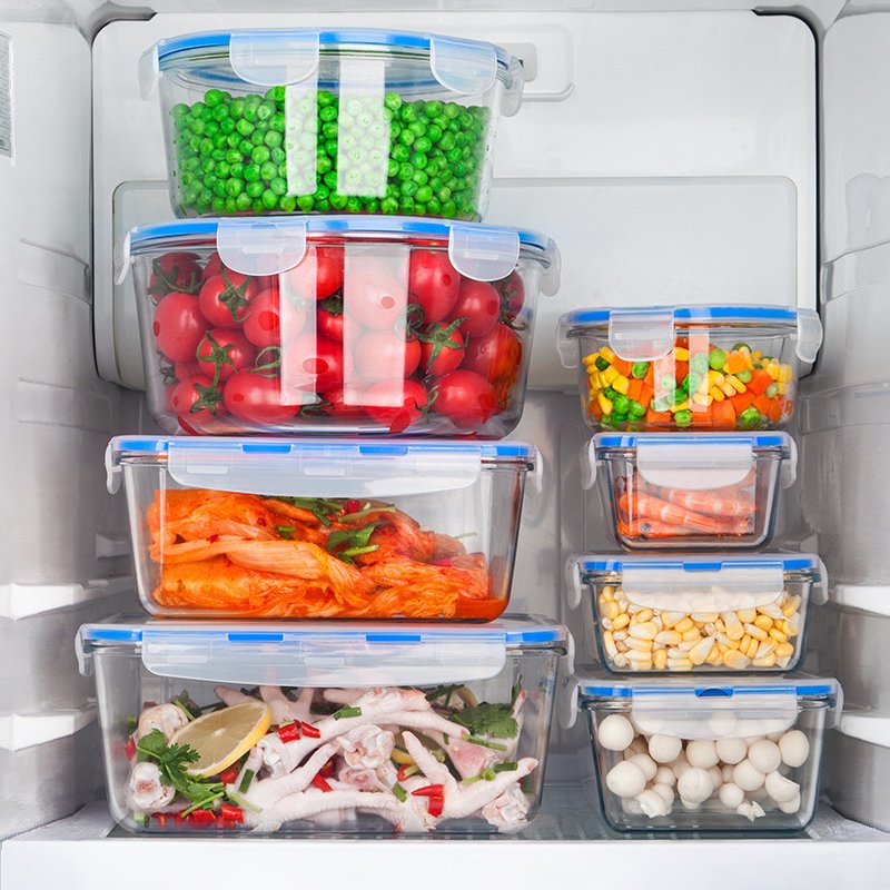 Luminarc 0.45L to 2.8L sealed round microwave glass food storage containers in refrigerator for food preservation