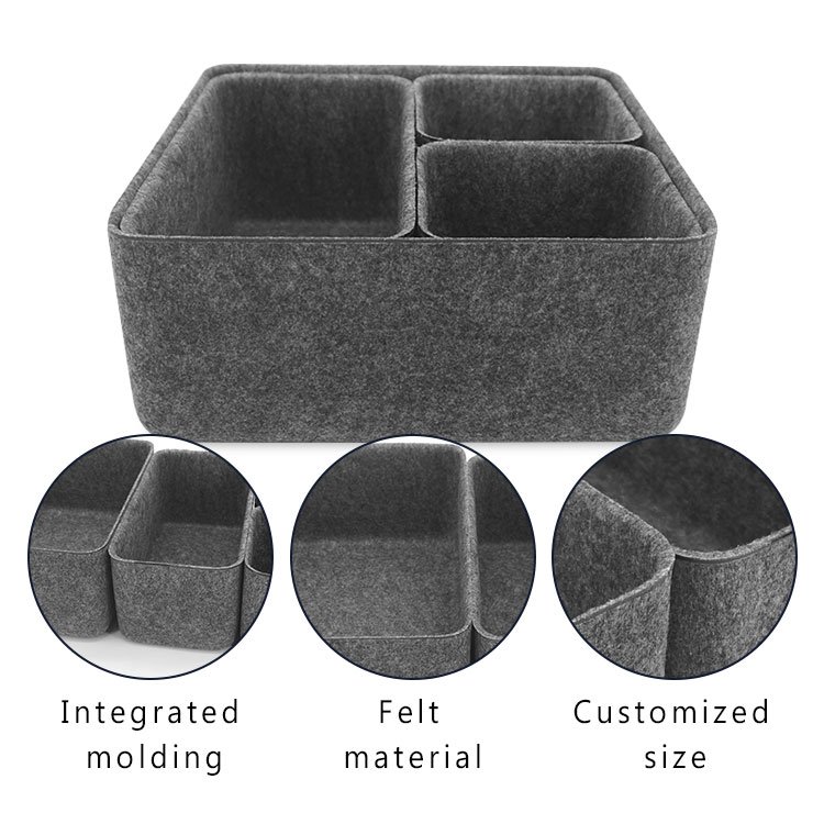 Desk Felt Drawer Organizer Tray Divider Set Makeup Organization and Storage Bin Container for Office Utensils Bathroom