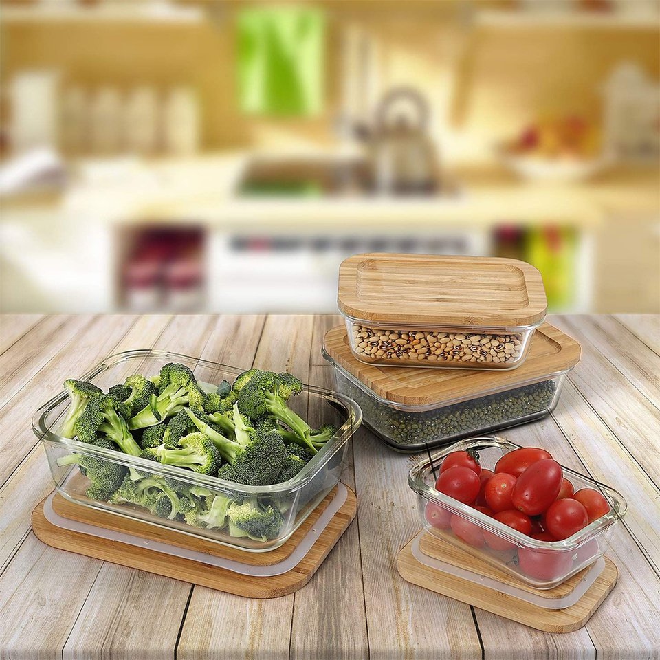 Wholesale Glass Food Storage Containers with Lid Sealed Meal Prep Containers Glass Lunch Boxes for Home Kitchen