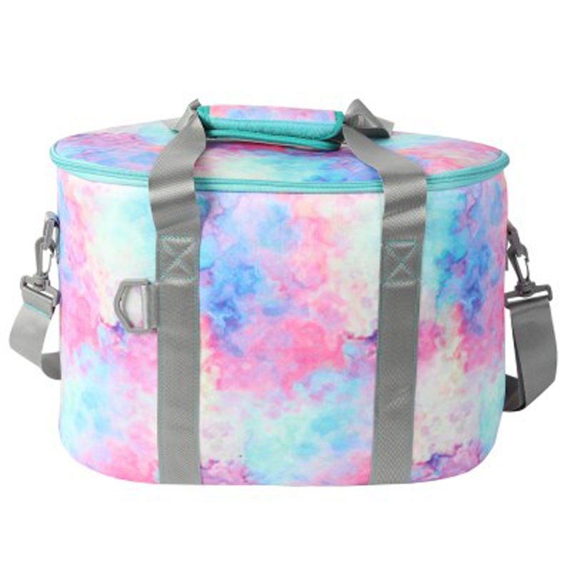 Waterproof box cooler shoulder bags handbag print rainbow tie dye cow neoprene ice wine insulated lunch cooler food storage bag