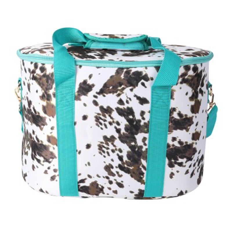 Waterproof box cooler shoulder bags handbag print rainbow tie dye cow neoprene ice wine insulated lunch cooler food storage bag