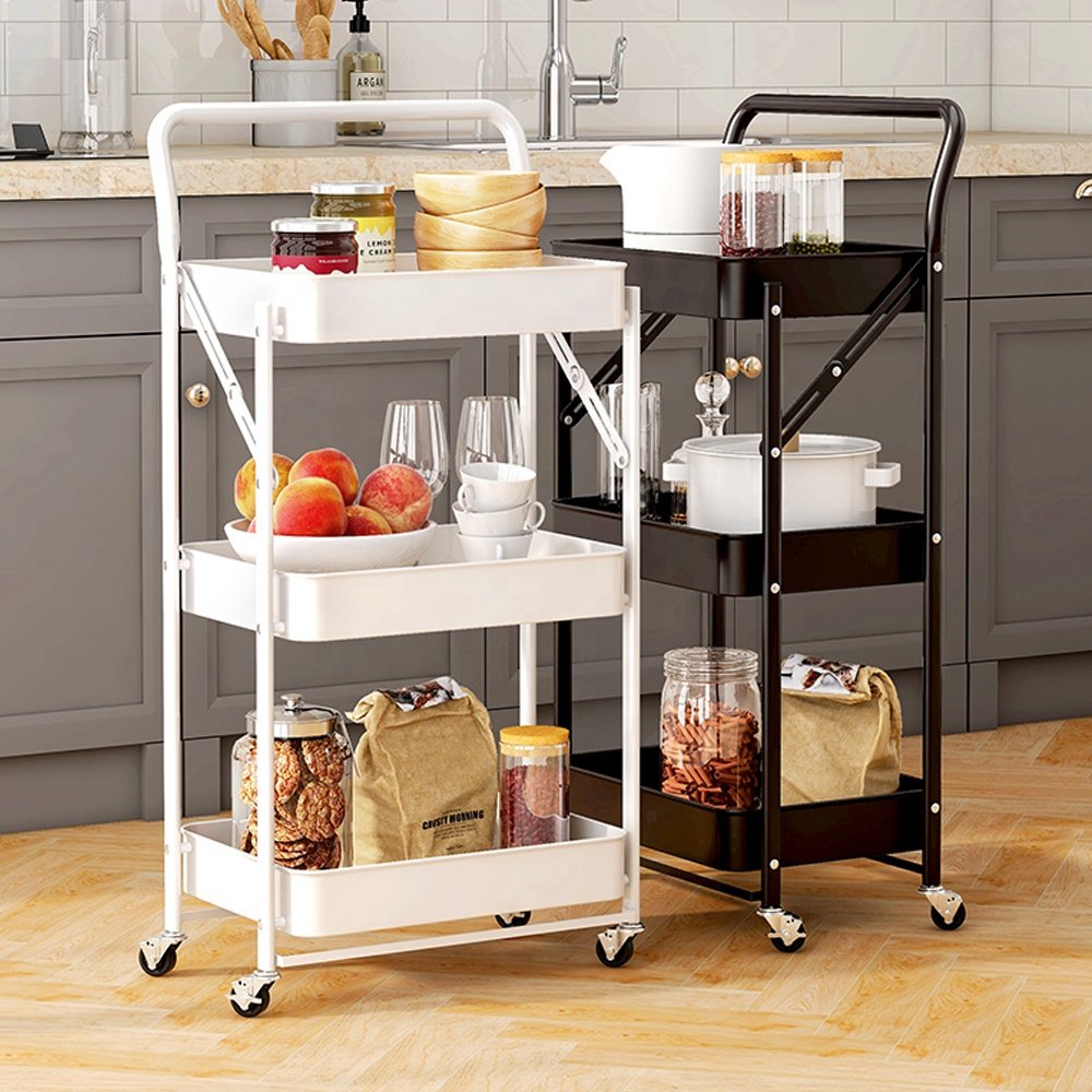 Caddy Cart Metal Nursery Storage Organizer 3-Tier Rolling Cart Organizer for Diapers and Baby