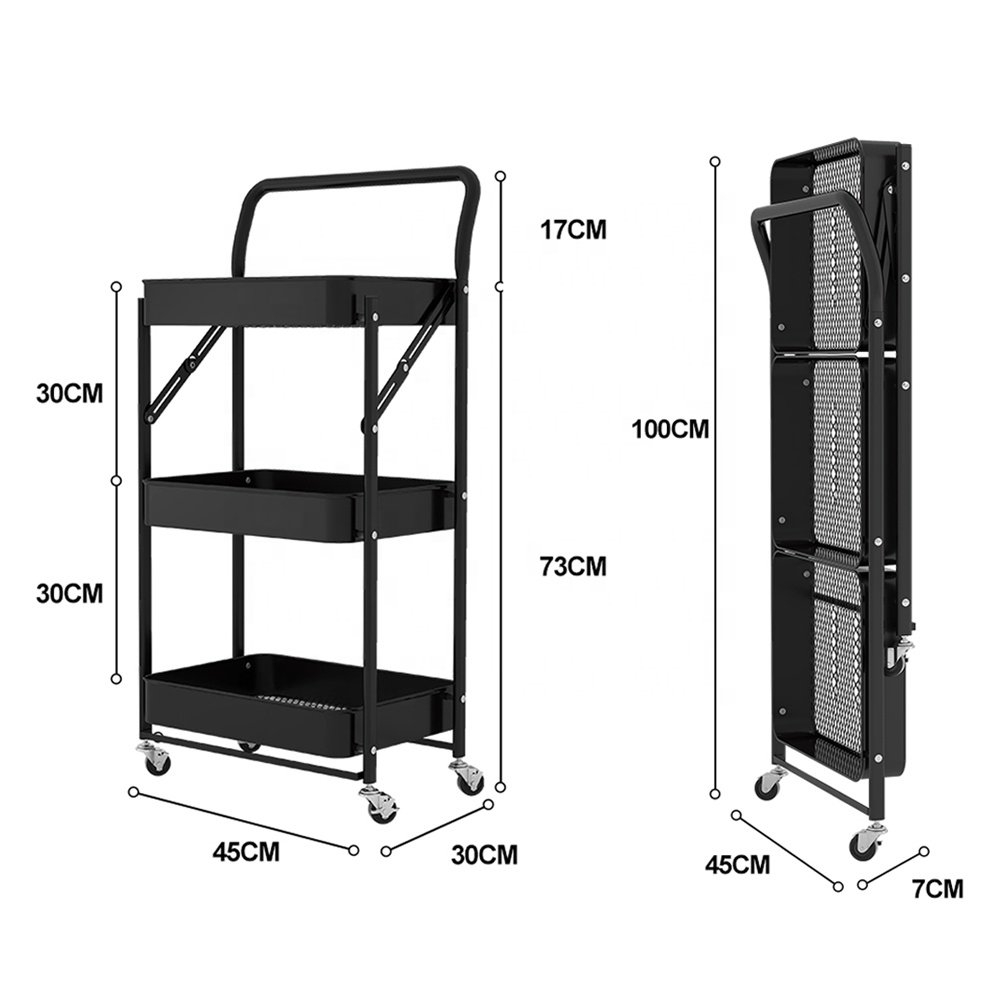 Caddy Cart Metal Nursery Storage Organizer 3-Tier Rolling Cart Organizer for Diapers and Baby