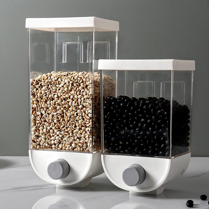 Dry Food Storage Plastic Container Wall Mounted Cereal Dispenser Multifunctional Kitchen Bin