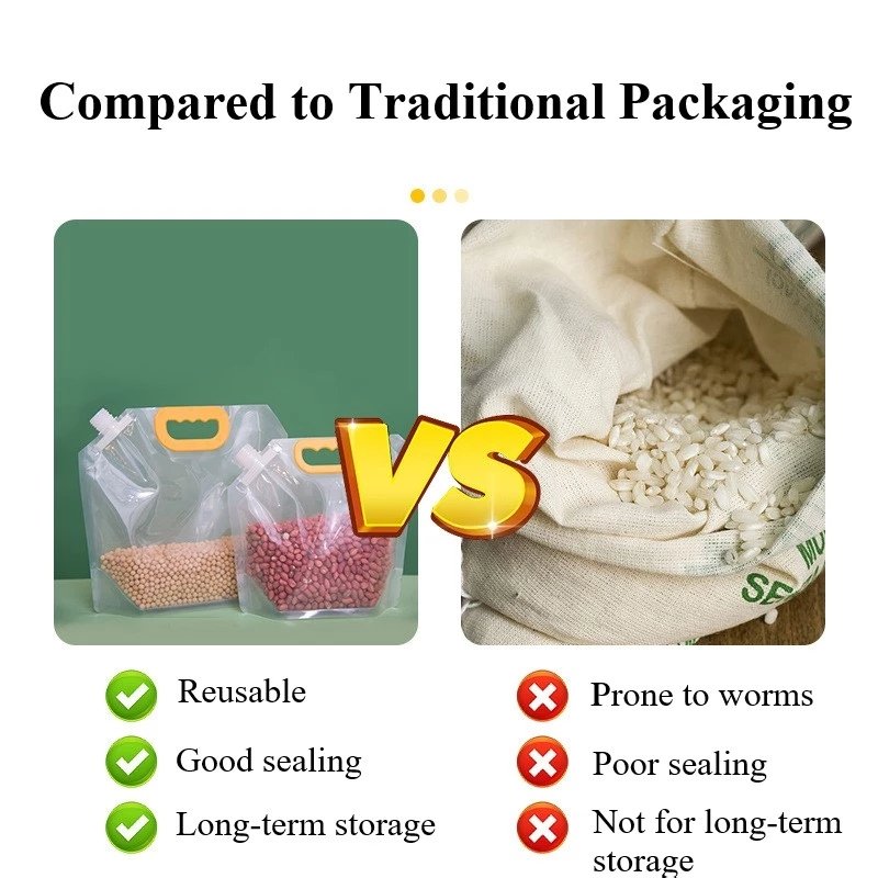 DS1423 Kitchen Airtight Food Storage Containers Cereal Container Grain Moisture-proof Sealed Bag Transparent Grain Storage Bags