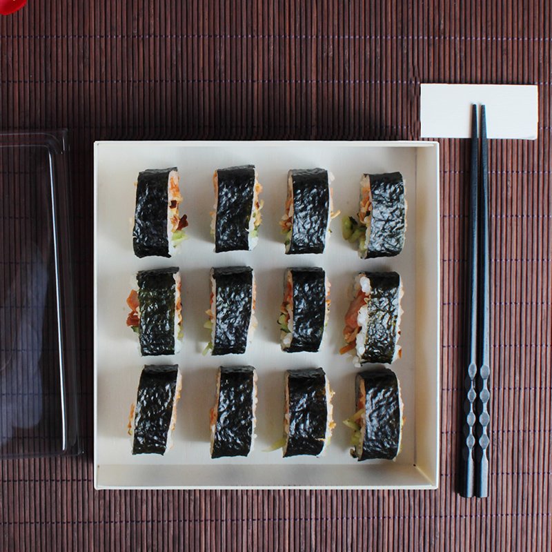 Multi-Size Wooden Box With Black-Lined Food Containers For Rice Balls And Sushi Desserts Box
