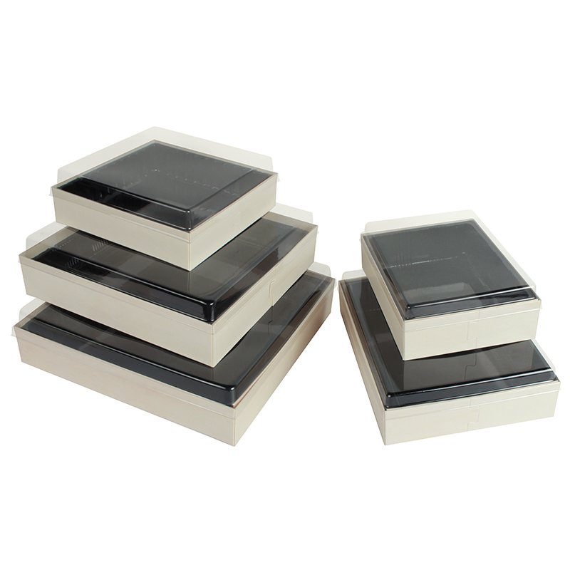 Multi-Size Wooden Box With Black-Lined Food Containers For Rice Balls And Sushi Desserts Box