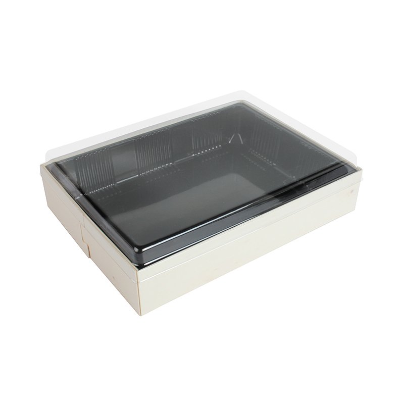 Multi-Size Wooden Box With Black-Lined Food Containers For Rice Balls And Sushi Desserts Box