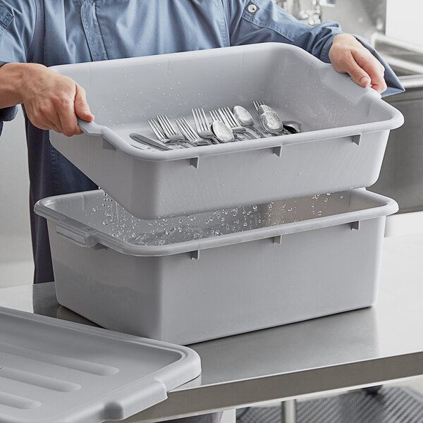 Rectangular kitchen use food transport Polypropylene Perforated Bus Tub / Drain Box tote bins storage tub box