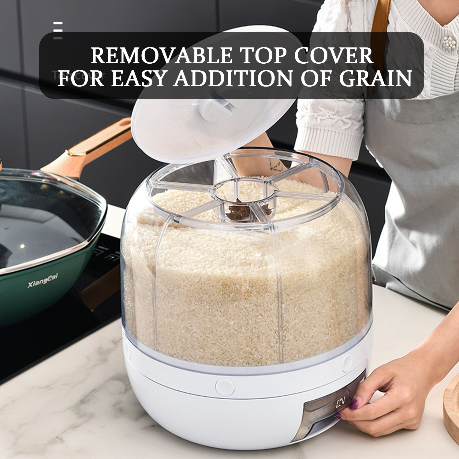 Wholesale Rice Dispenser Kitchen Moisture-Proof 6-Grid Rotating Food Grain Dispenser Cereal Storage Box Rice Container Dispenser