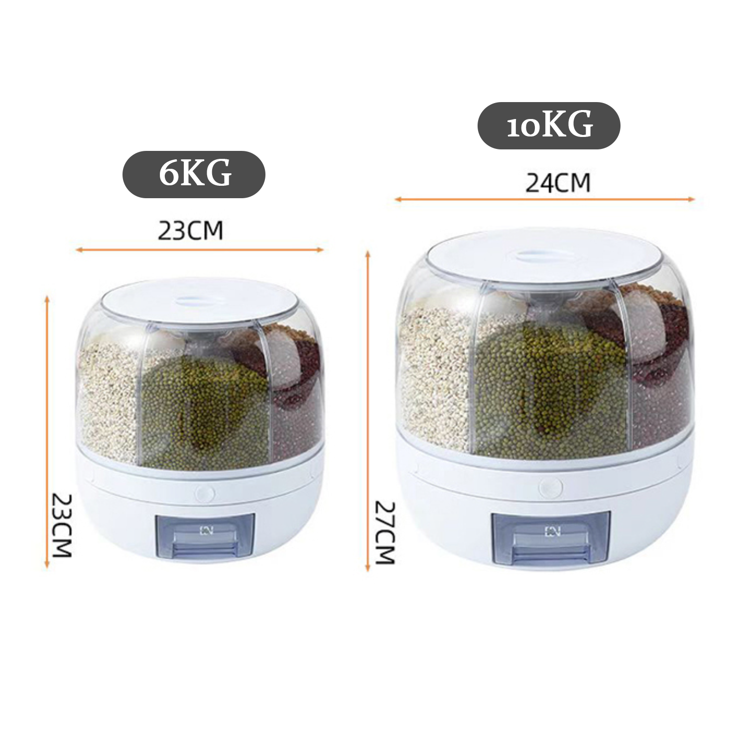 Wholesale Rice Dispenser Kitchen Moisture-Proof 6-Grid Rotating Food Grain Dispenser Cereal Storage Box Rice Container Dispenser