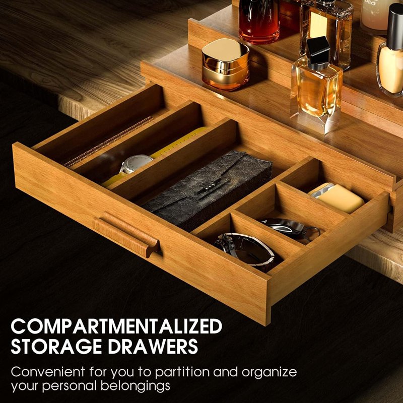 Wooden Cologne Organizer for Men 3 Tier of Elevated Cologne Display Shelf with Drawer Storage Perfume Organization