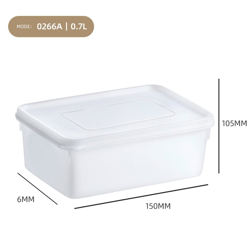 Customization White Transparent Bins Organizer Food Refrigerator Fresh 0.7L Box Plastic PP Food Storage Container