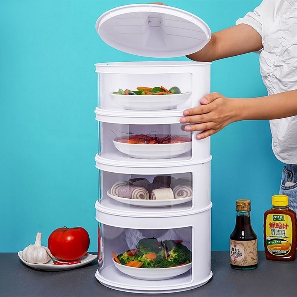 Multi-layer storage rack dish rack food storage box fresh-keeping cabinet insulation table cover home