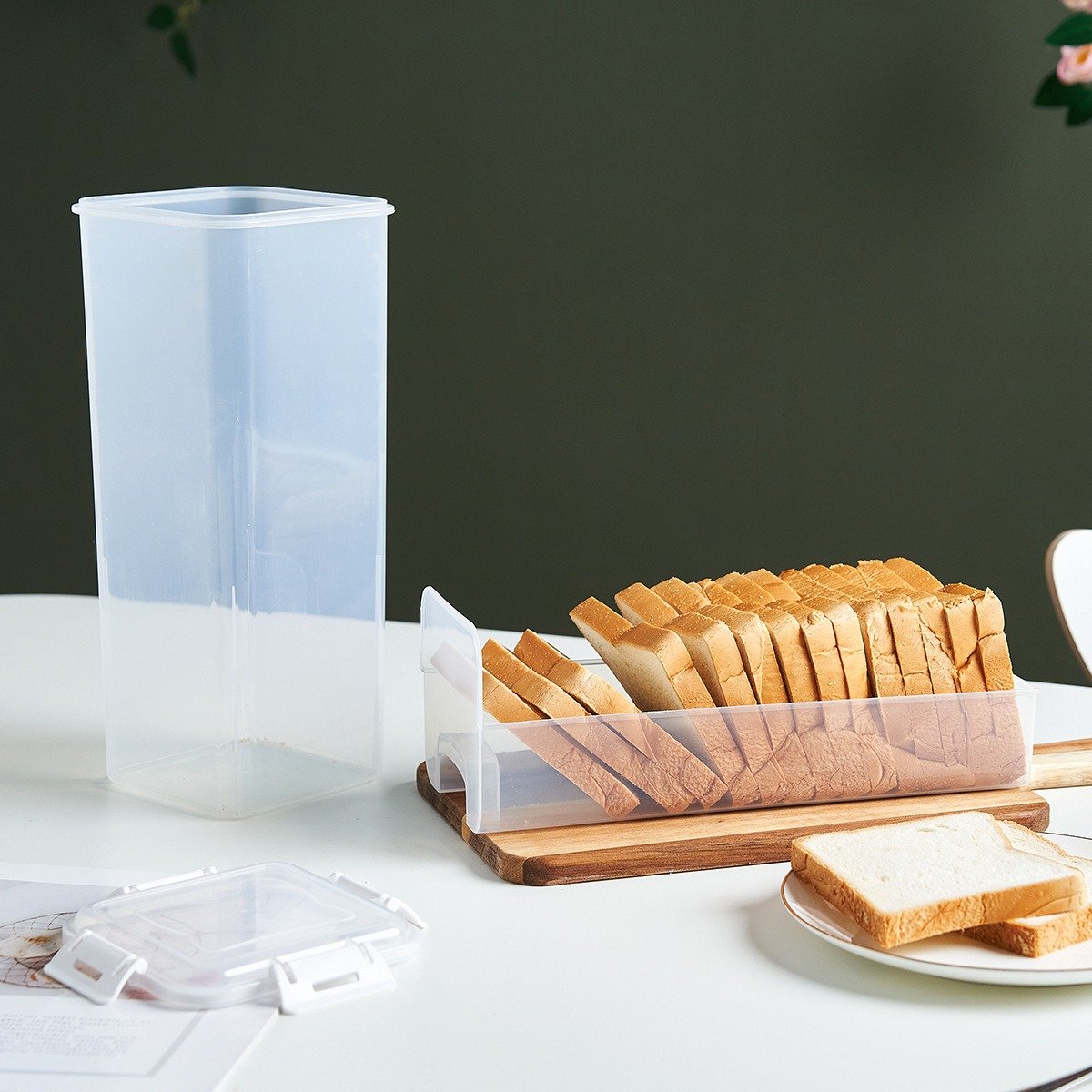 Small Home Kitchen Supplies Dispenser Rectangular Plastic Bread Crisper and Toast Storage Box Sealed Case