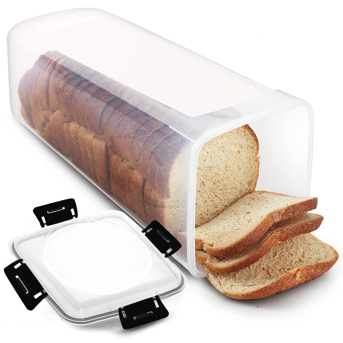 Small Home Kitchen Supplies Dispenser Rectangular Plastic Bread Crisper and Toast Storage Box Sealed Case
