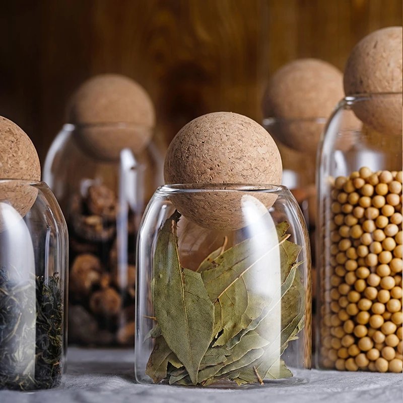 Kitchen Storage Tank Food Container Bamboo Covered High Borosilicate Food Sealed Glass Jar Fancy Food Storage Glass Jar