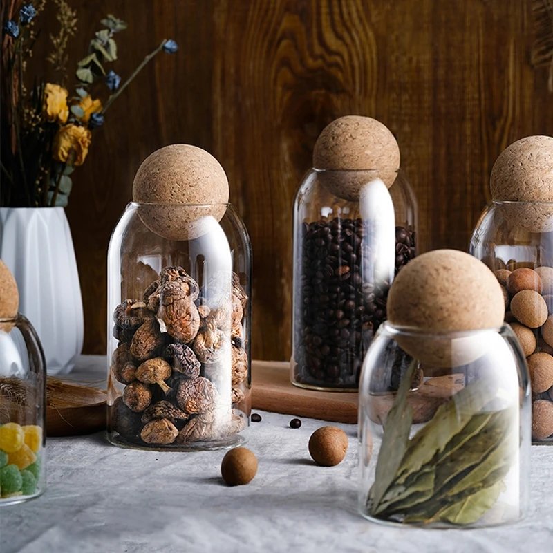 Kitchen Storage Tank Food Container Bamboo Covered High Borosilicate Food Sealed Glass Jar Fancy Food Storage Glass Jar
