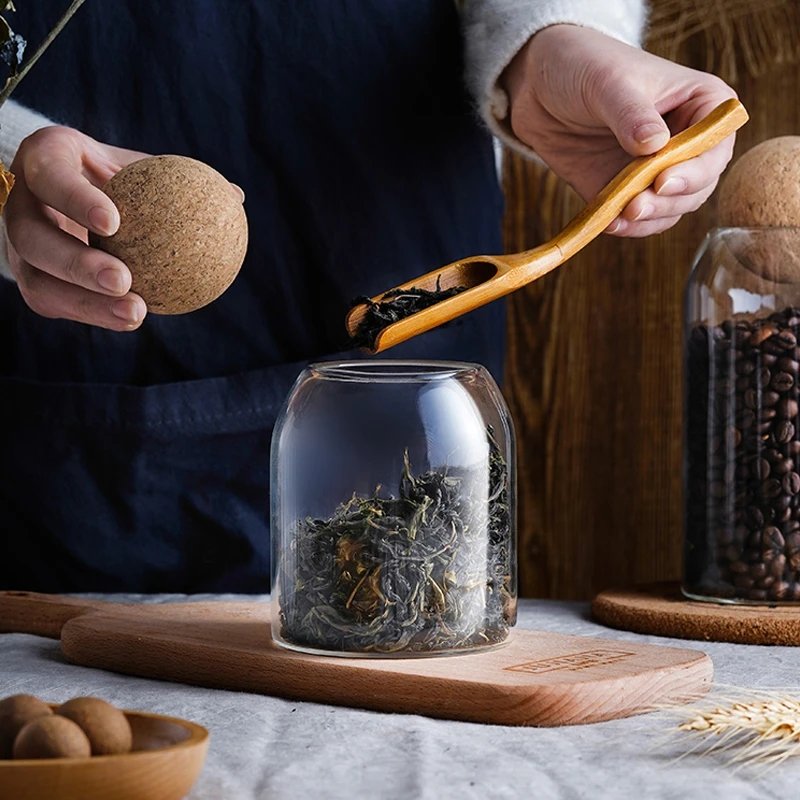 Kitchen Storage Tank Food Container Bamboo Covered High Borosilicate Food Sealed Glass Jar Fancy Food Storage Glass Jar
