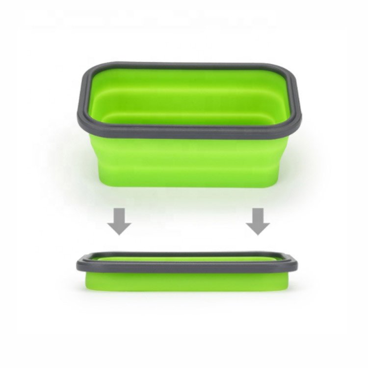 Collapsible Silicone Lunch Boxes Wholesale Silicone Food Storage Container Hot Selling 350ml 500ml 800ml 1200ml 1600ml Opp Bag