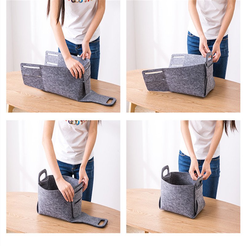 Factory supply hot new design detachable folding felt portable storage basket children's snack toy storage box