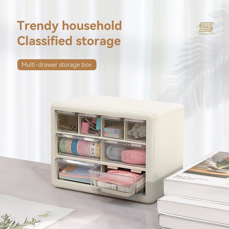 Hot sale Factory directly 2023 New high grade luxury Tabletop drawer type organizer plastic 8 drawers storage box