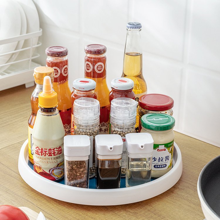 Kitchen Rotating Condiment Spice Organizers Fridge Turntable Storage Rack for Pantry Organization and Storage