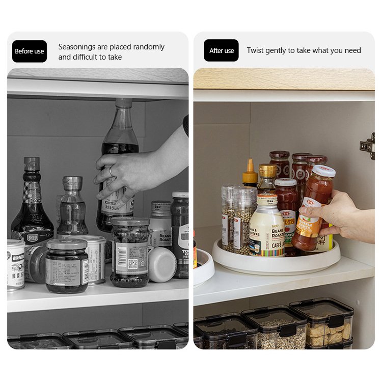 Kitchen Rotating Condiment Spice Organizers Fridge Turntable Storage Rack for Pantry Organization and Storage