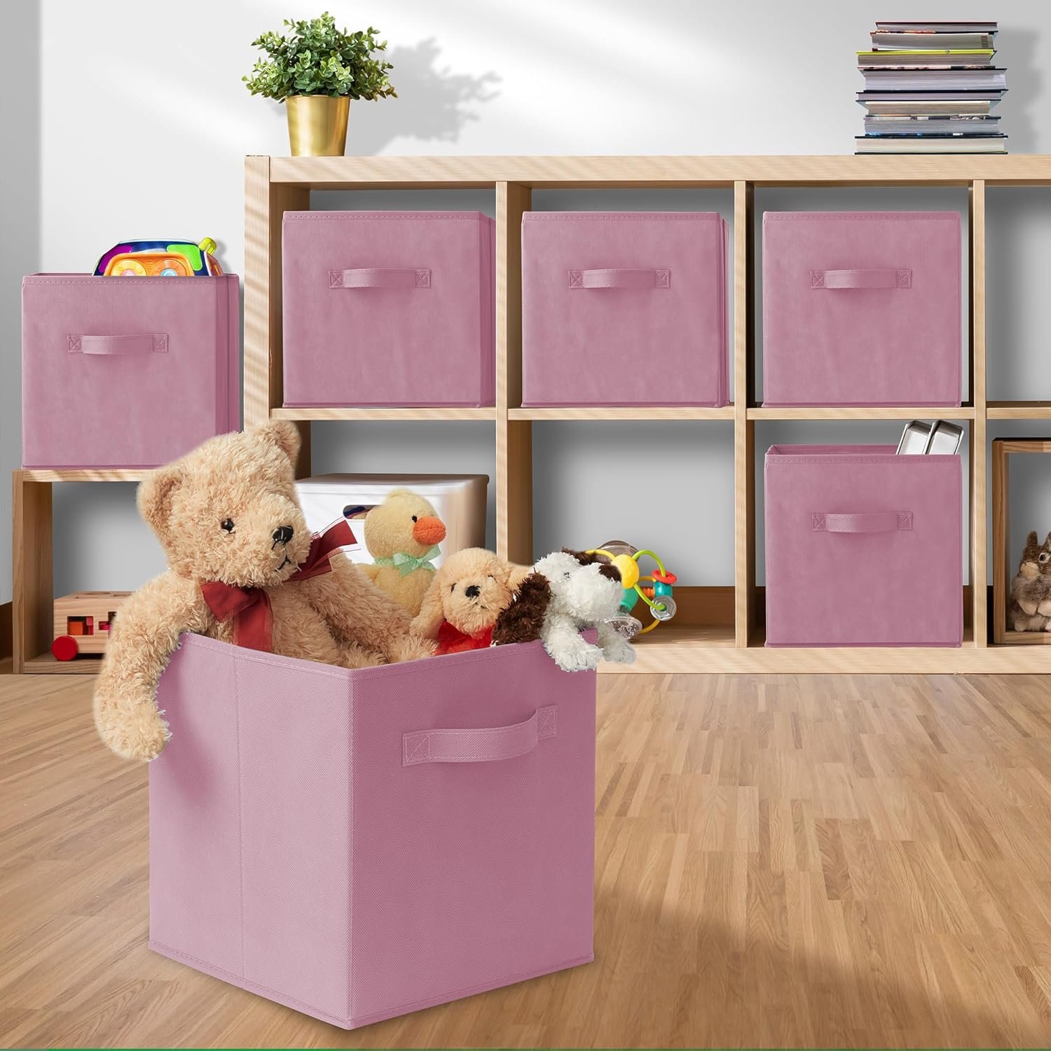 Collapsible Fabric Organizer Clothes Toy Cube Storage Bins With Handles non woven foldable storage box fabric cube storage