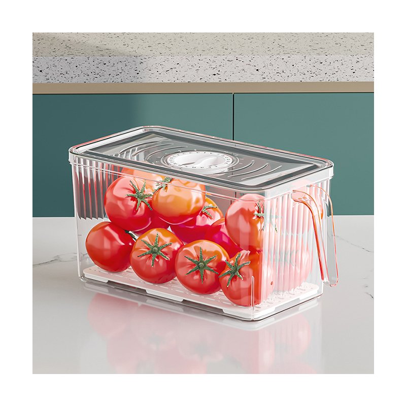 2024 New Bpa-Free Clear Plastic Food Storage Bins Stackable Fridge Organizer Box With Handle