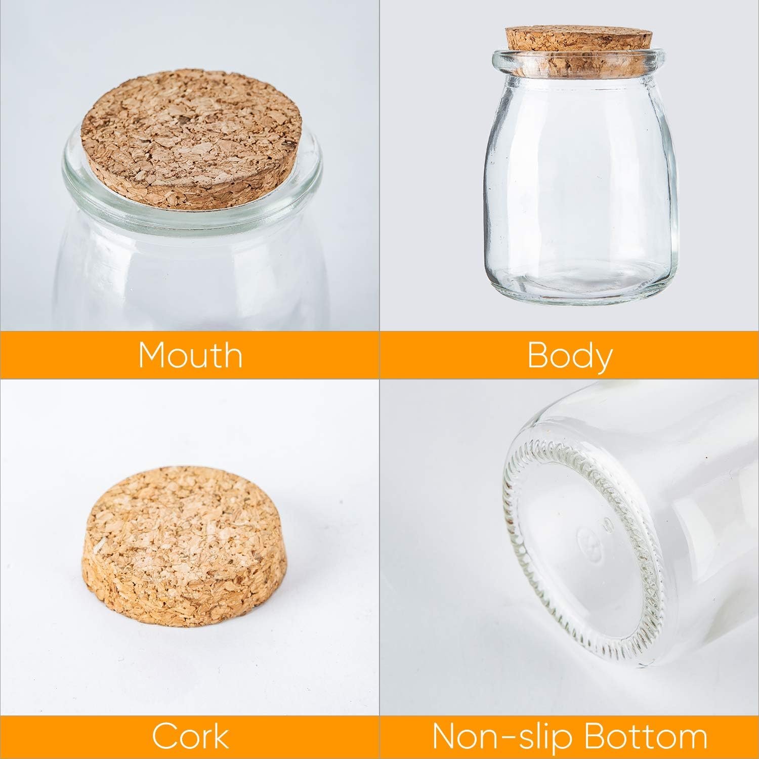 YOLOWE HOME Wide-Mouth Storage Containers Party Overnight Oats Salad Dressing Pre-Meal Food Fruit Vegetable Snacks Spice Jars