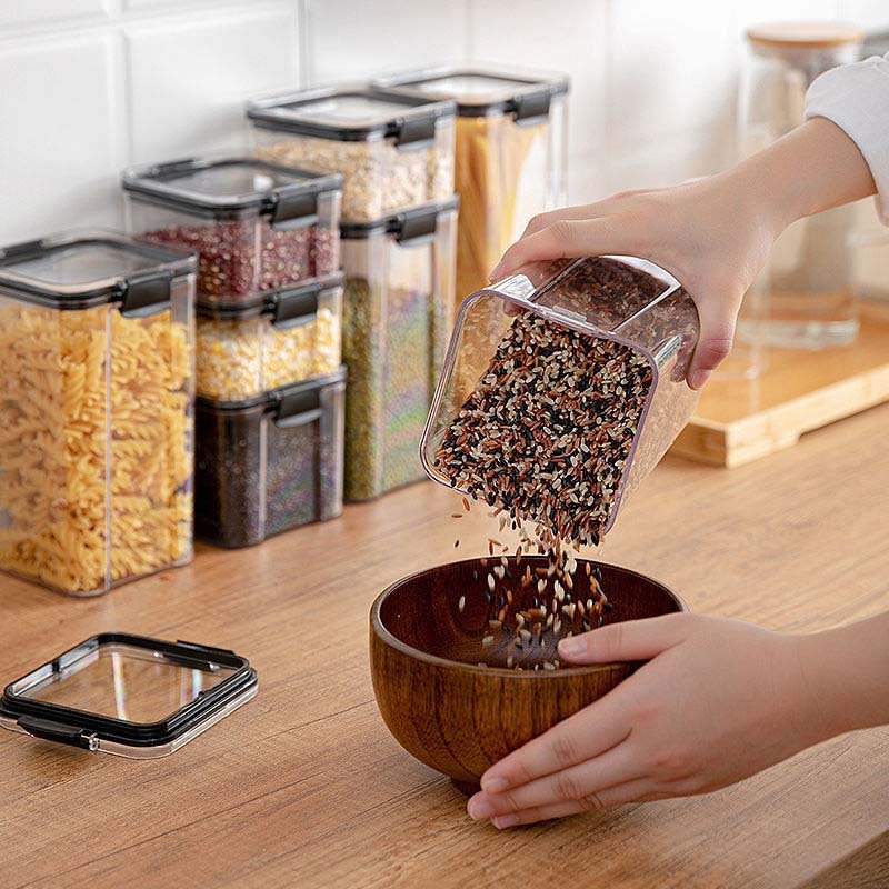 Hot Sale 460ml Plastic Clear Airtight Kitchen Food Storage Container Multigrain Sealed Pantry Box for Storage