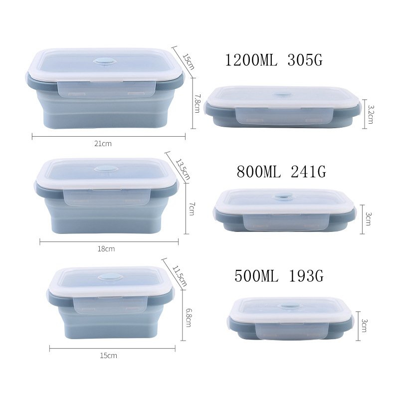 500ML 800ML 1200ML Foldable Food Storage Boxes For Microwave Freezer Dishwasher Collapsible Lunch Box