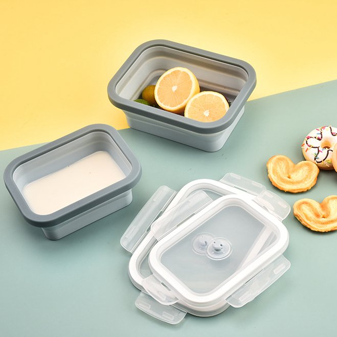500ML 800ML 1200ML Foldable Food Storage Boxes For Microwave Freezer Dishwasher Collapsible Lunch Box