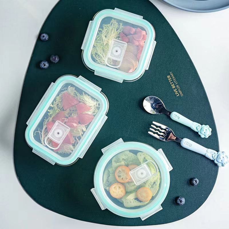 portable rectangular food storage container microwave safe glass lunch box with lid