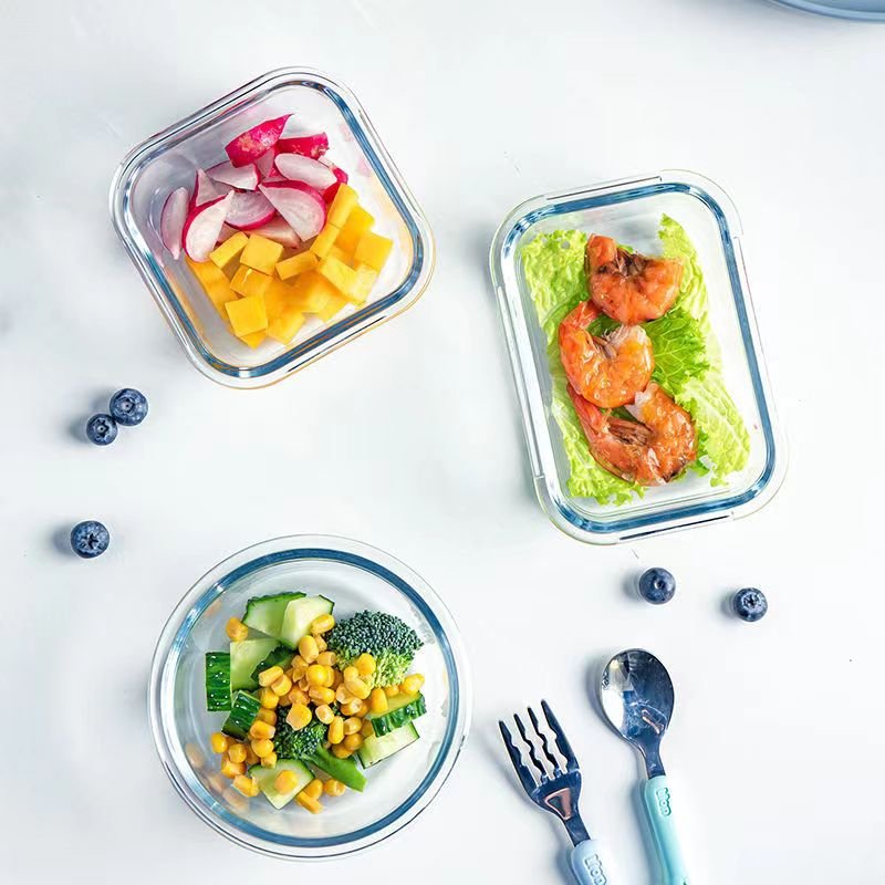portable rectangular food storage container microwave safe glass lunch box with lid