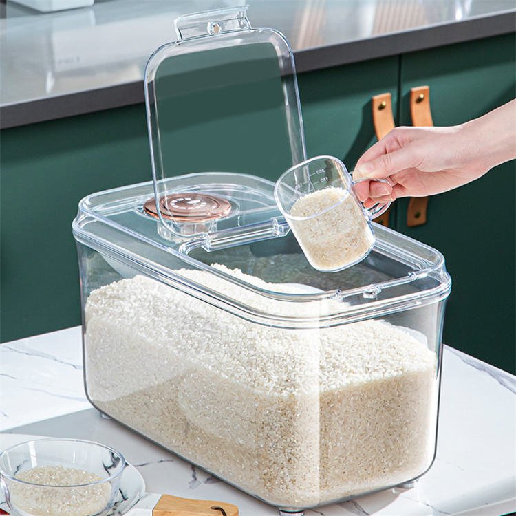 Dust Proof 20Lbs Dispenser Storage Box Plastic Flour And Rice Container For Kitchen Food Grain Cont