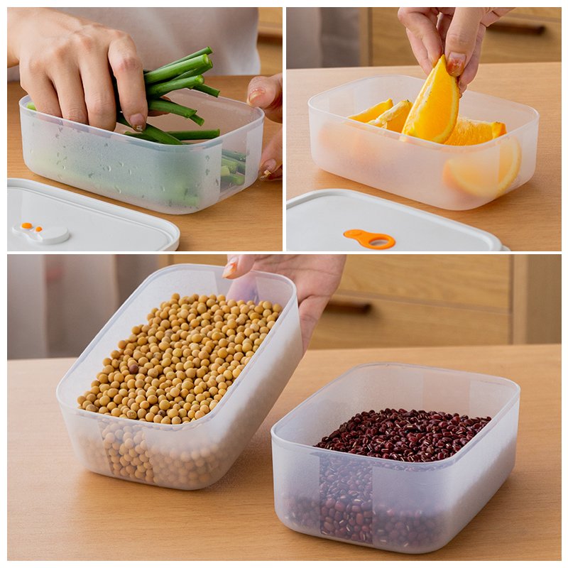 Kitchen BPA-free microwavable stackable 6 pcs crisper set airtight box plastic meal prep food storage container fridge organizer