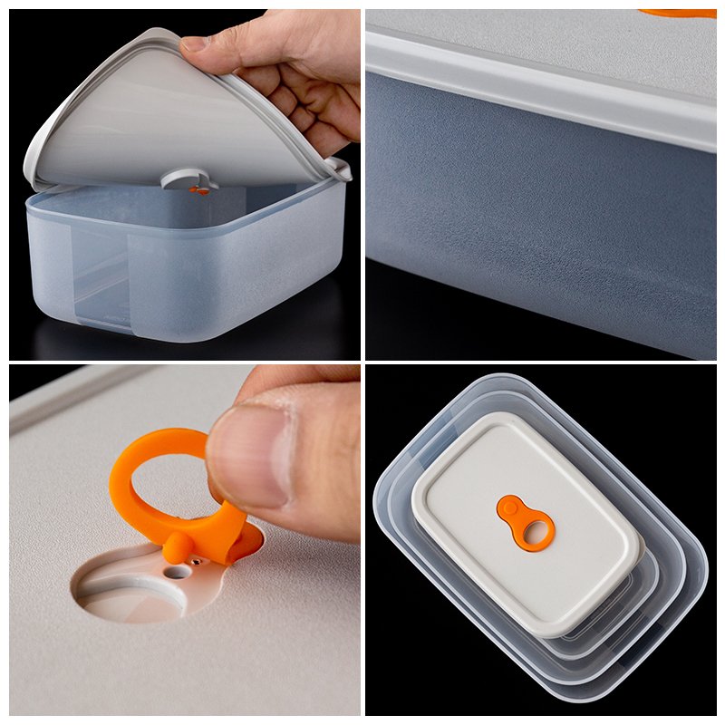 Kitchen BPA-free microwavable stackable 6 pcs crisper set airtight box plastic meal prep food storage container fridge organizer