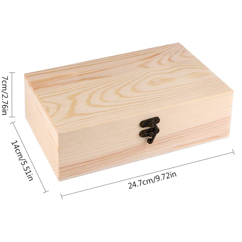 Wholesale High Quality Popular Large Wooden Box With Hinged Lid Solid Lock Natural Wood Keepsake Wooden Box