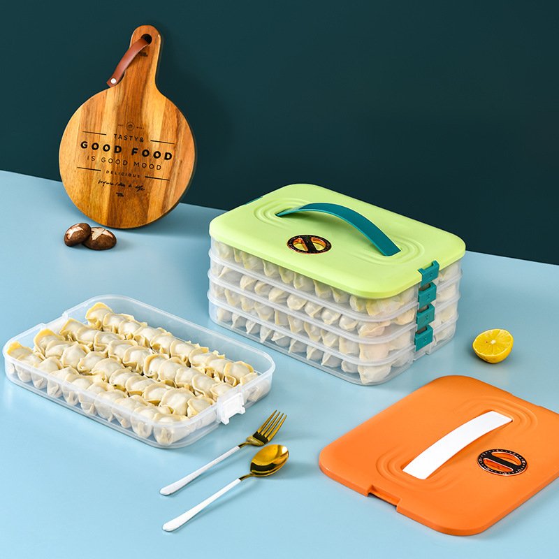 Good Sealing Food Storage Containers 4-Layer Food Storage Stackable Dumpling Food Containers Dumpling Storage Box with Lids