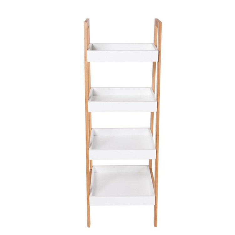 Wholesale 4 Tiers Bamboo Rectangle Storage Shelves for Home Bamboo Shelf Wooden Cabinet Organizer,Wooden Storage Shelf