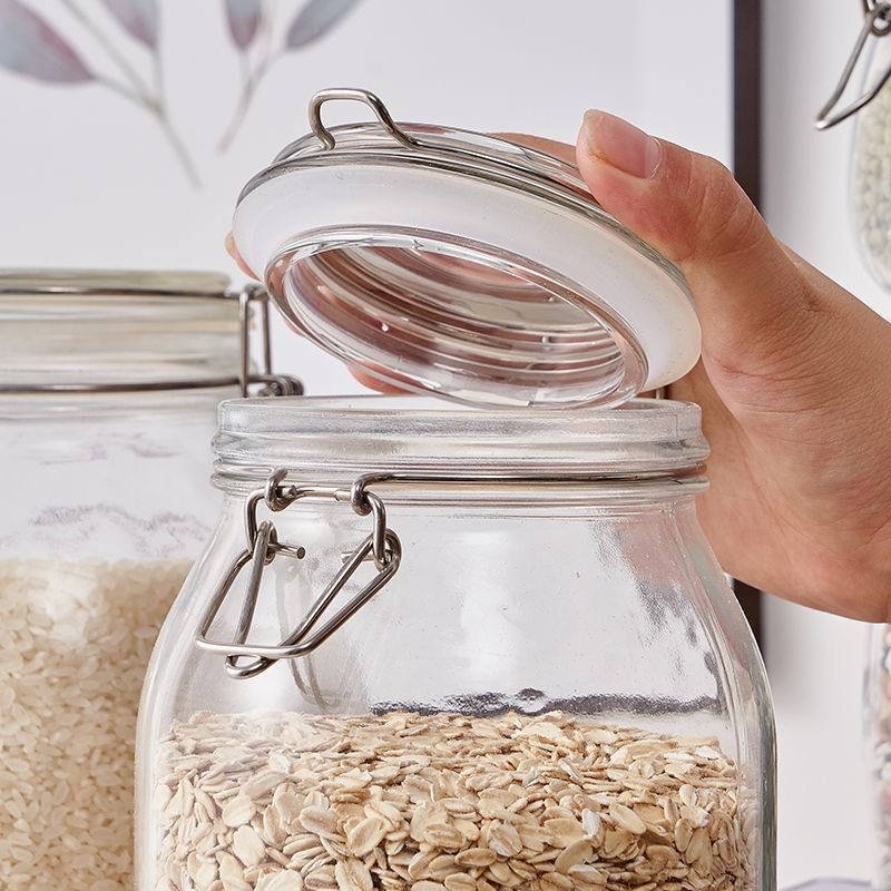 Wholesale 500ml 700ml 1000ml Round Shape Airtight Glass Jar Kitchen Use Food Storage Jar